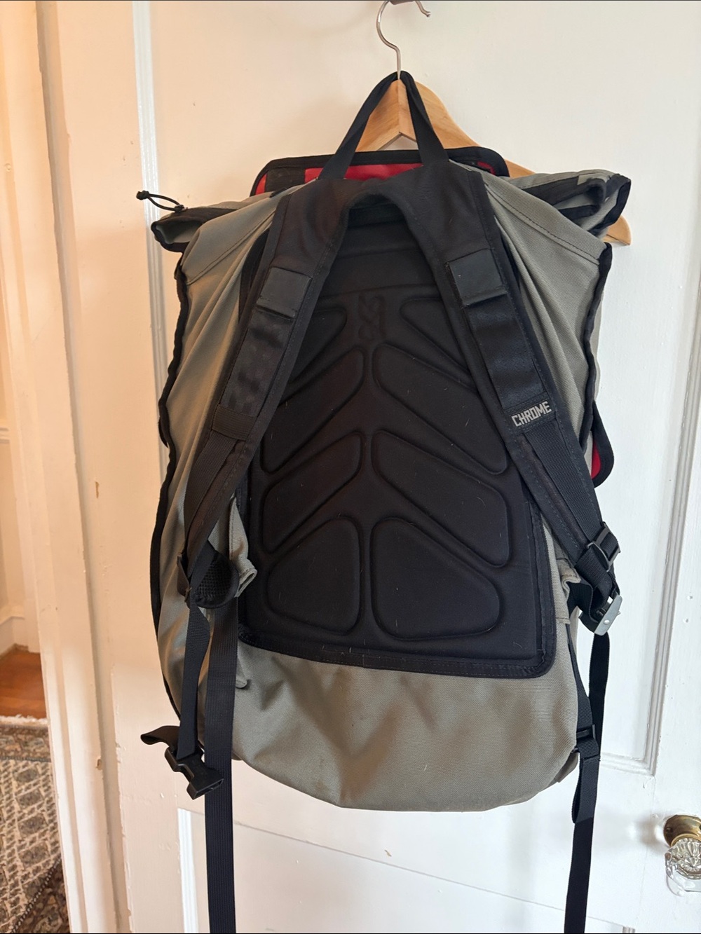 Canvas Roll-Top Backpack - Grey with Black Trim - Picture 2 of 5